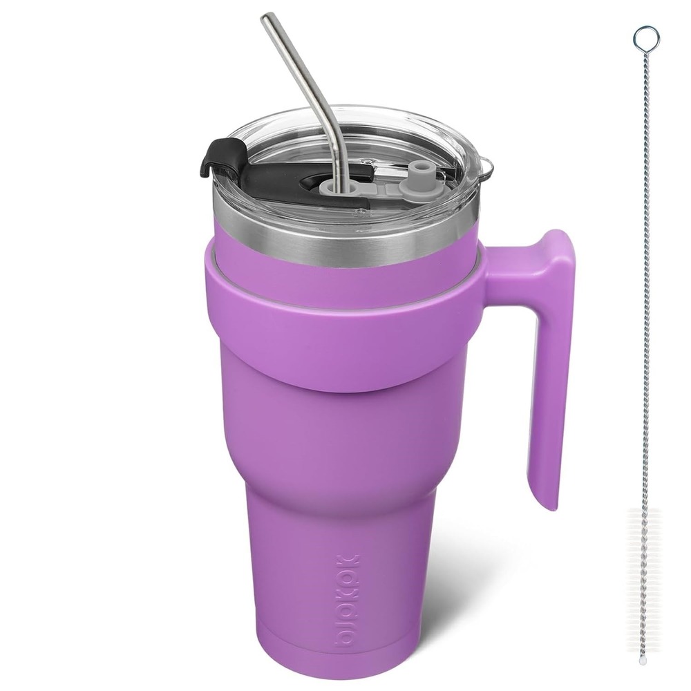 BJPKPK Lavender Tumbler 40 oz Stainless Steel With Handle &‎ Lid Straw Insulated